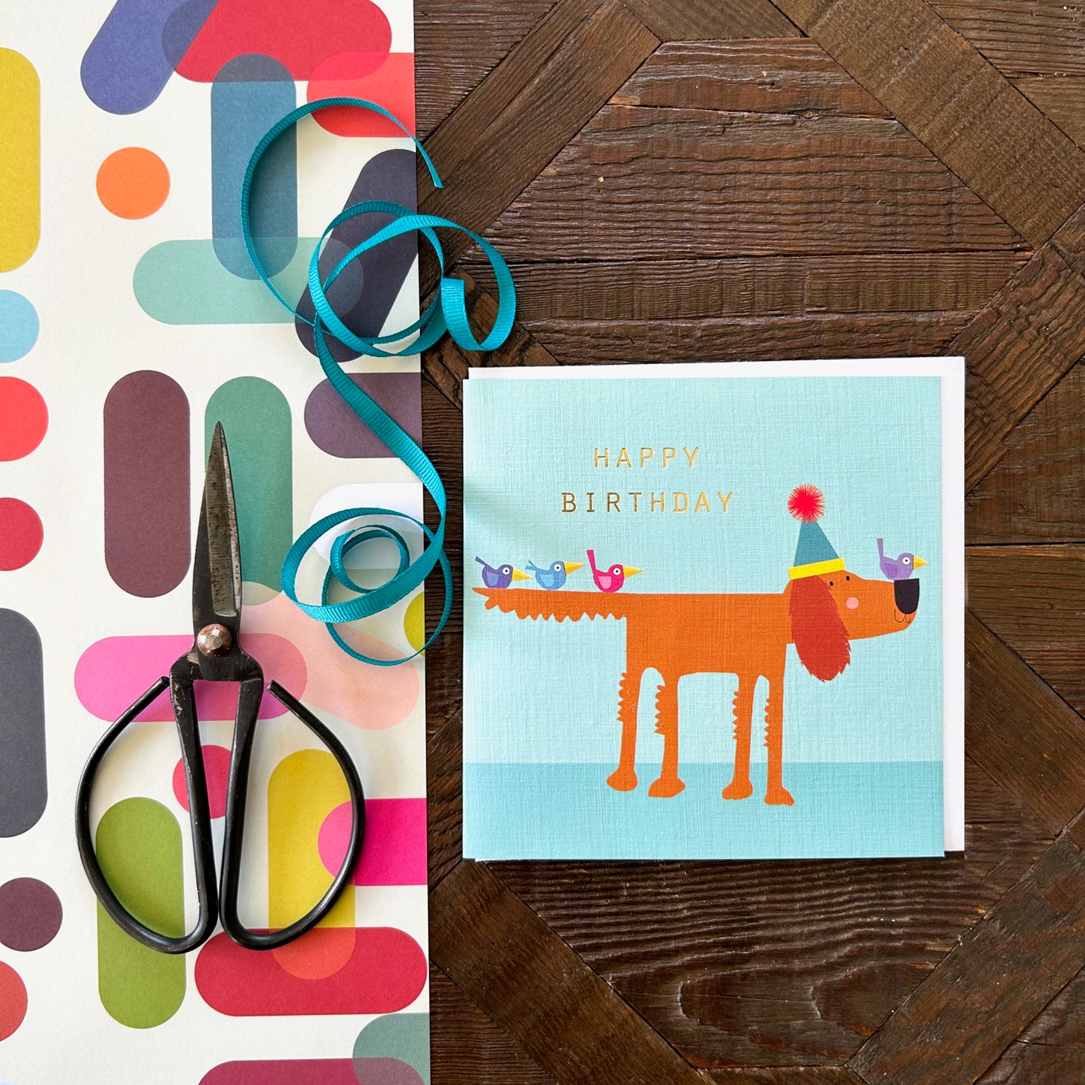 BDG05 gold foiled setter birthday card