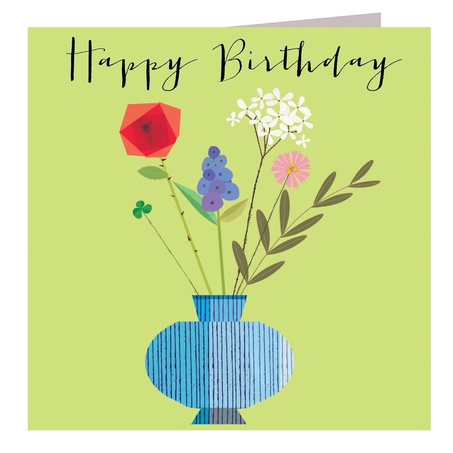 FK06 silver foiled birthday flowers card