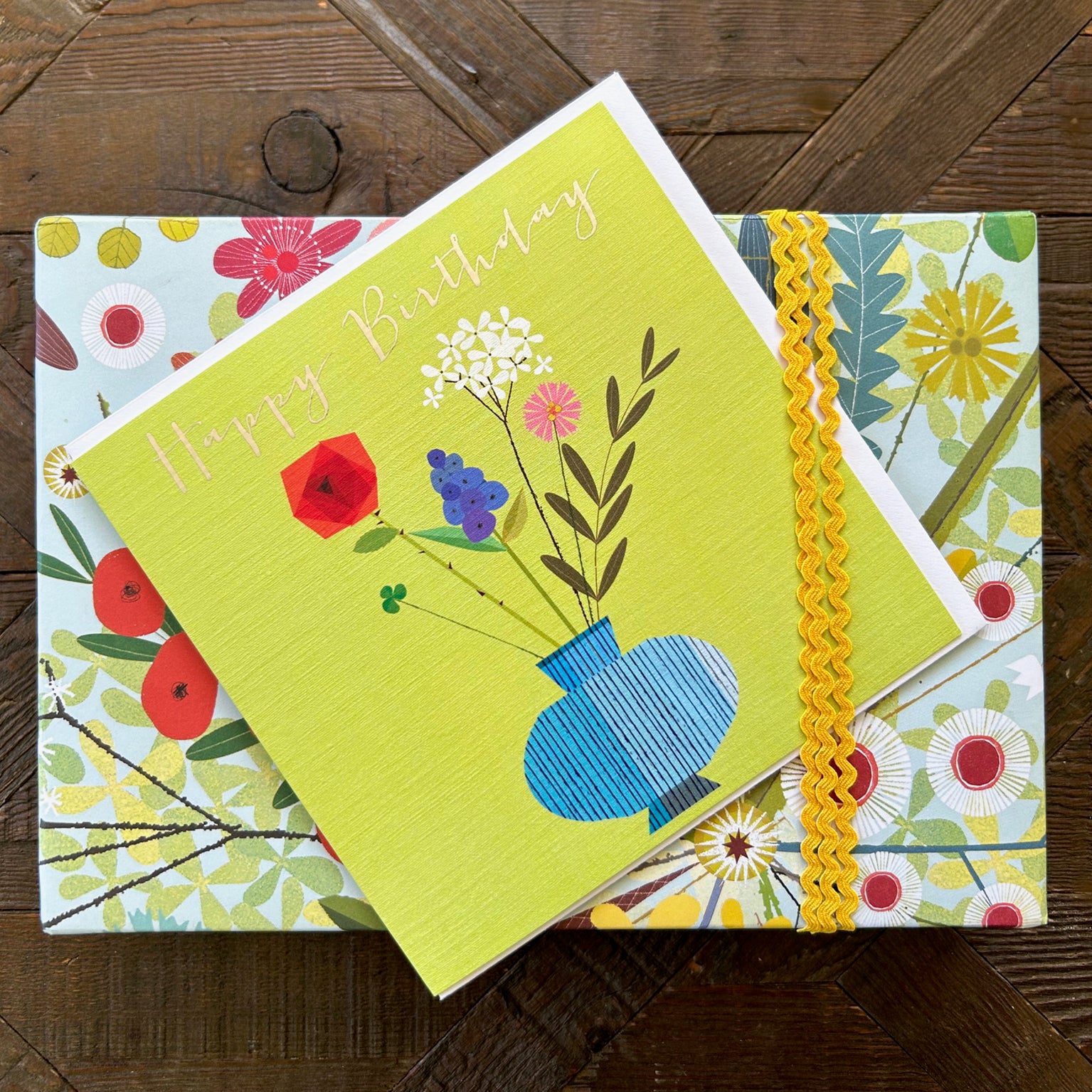FK06 silver foiled birthday flowers card