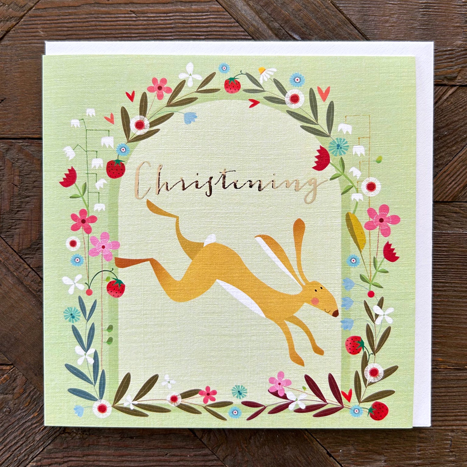 FK12 silver foiled christening card