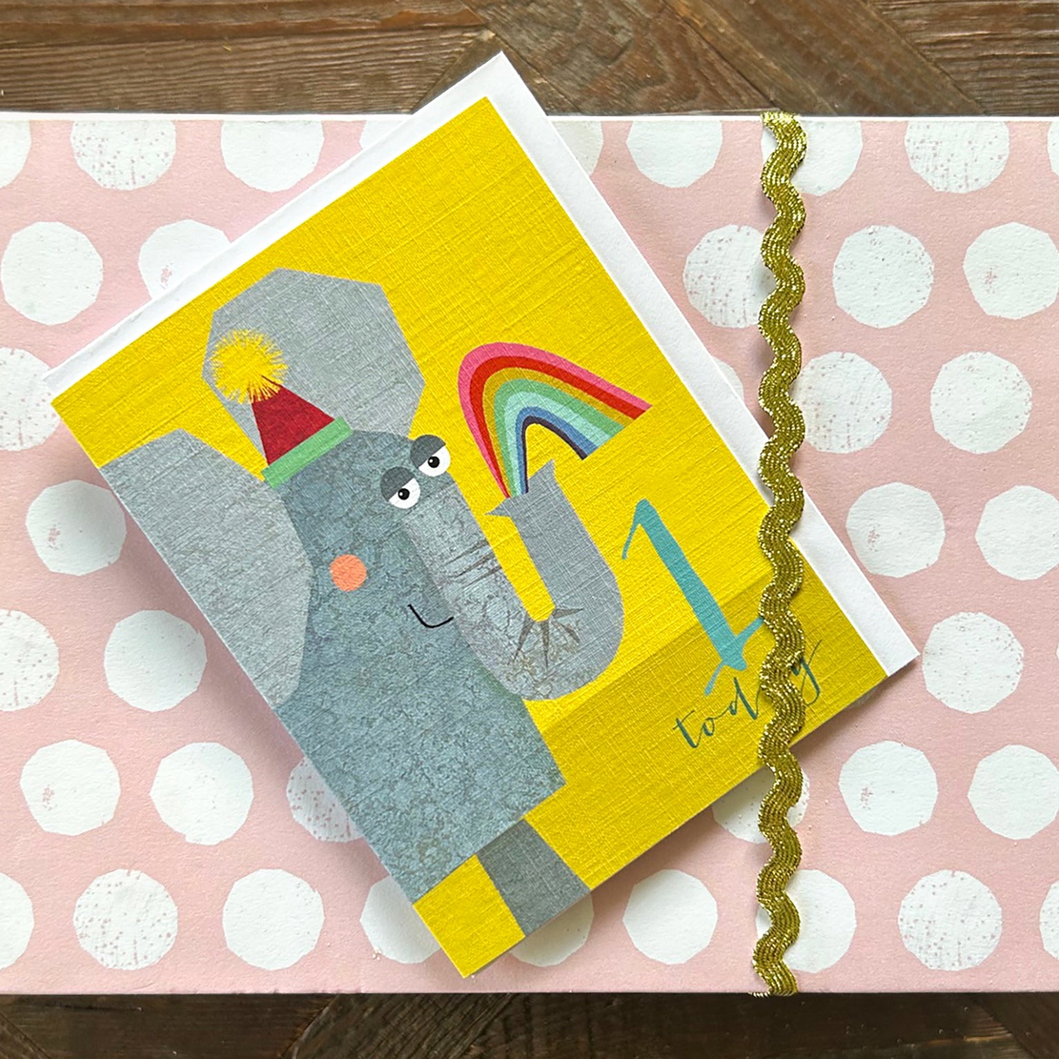 TNA01 mini elephant 1st birthday card