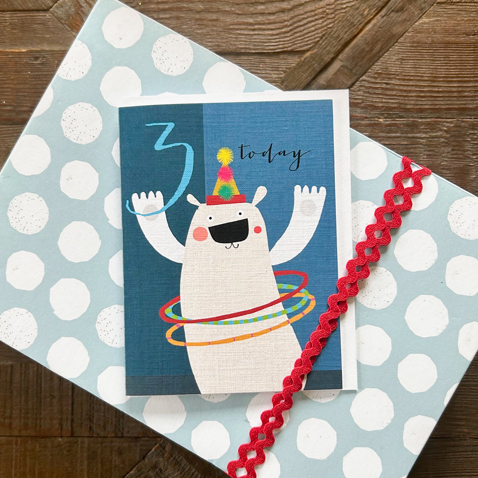 TNA03 mini polar bear 3rd birthday card