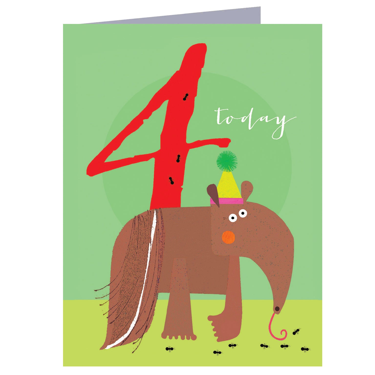 TNA04 mini anteater 4th birthday card