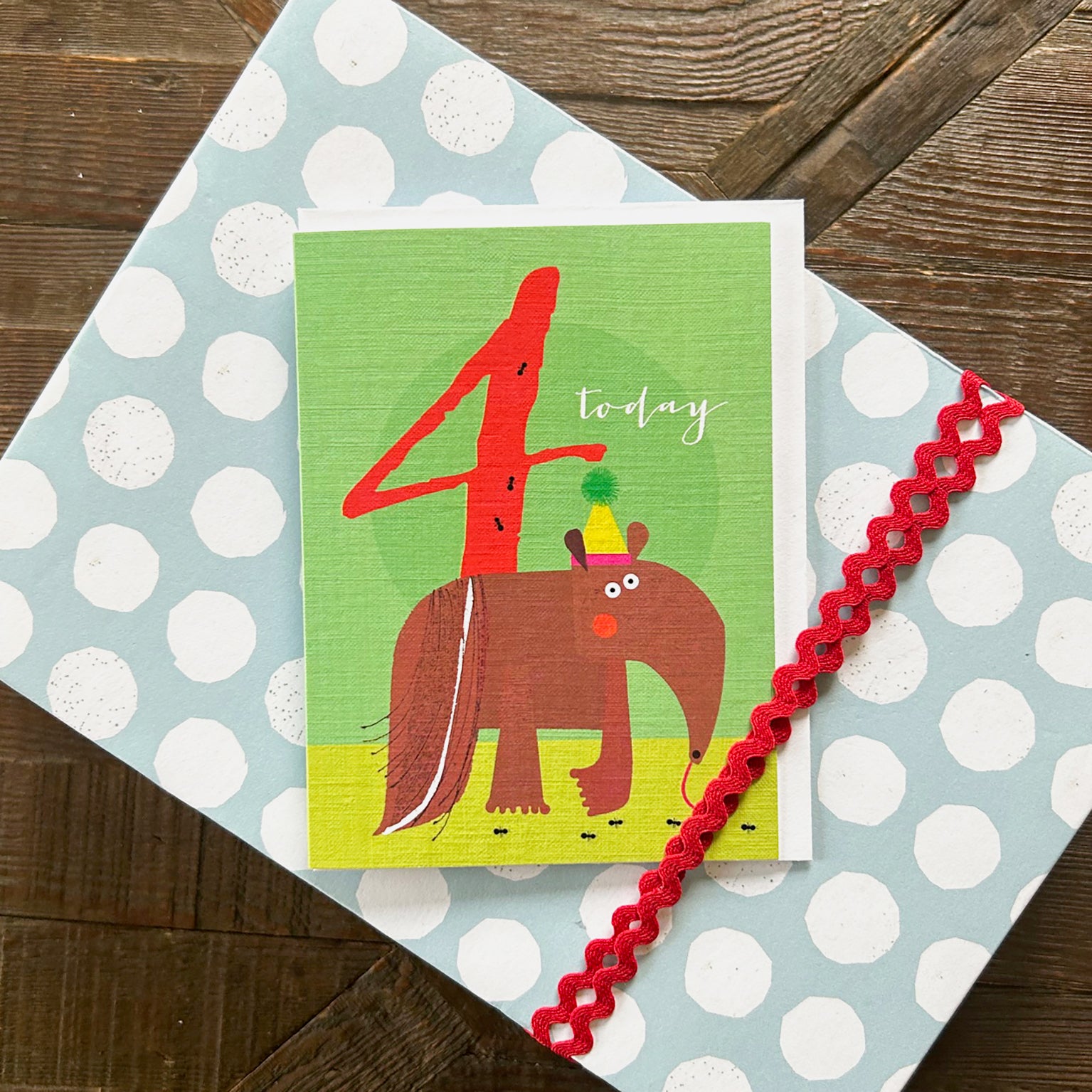 TNA04 mini anteater 4th birthday card