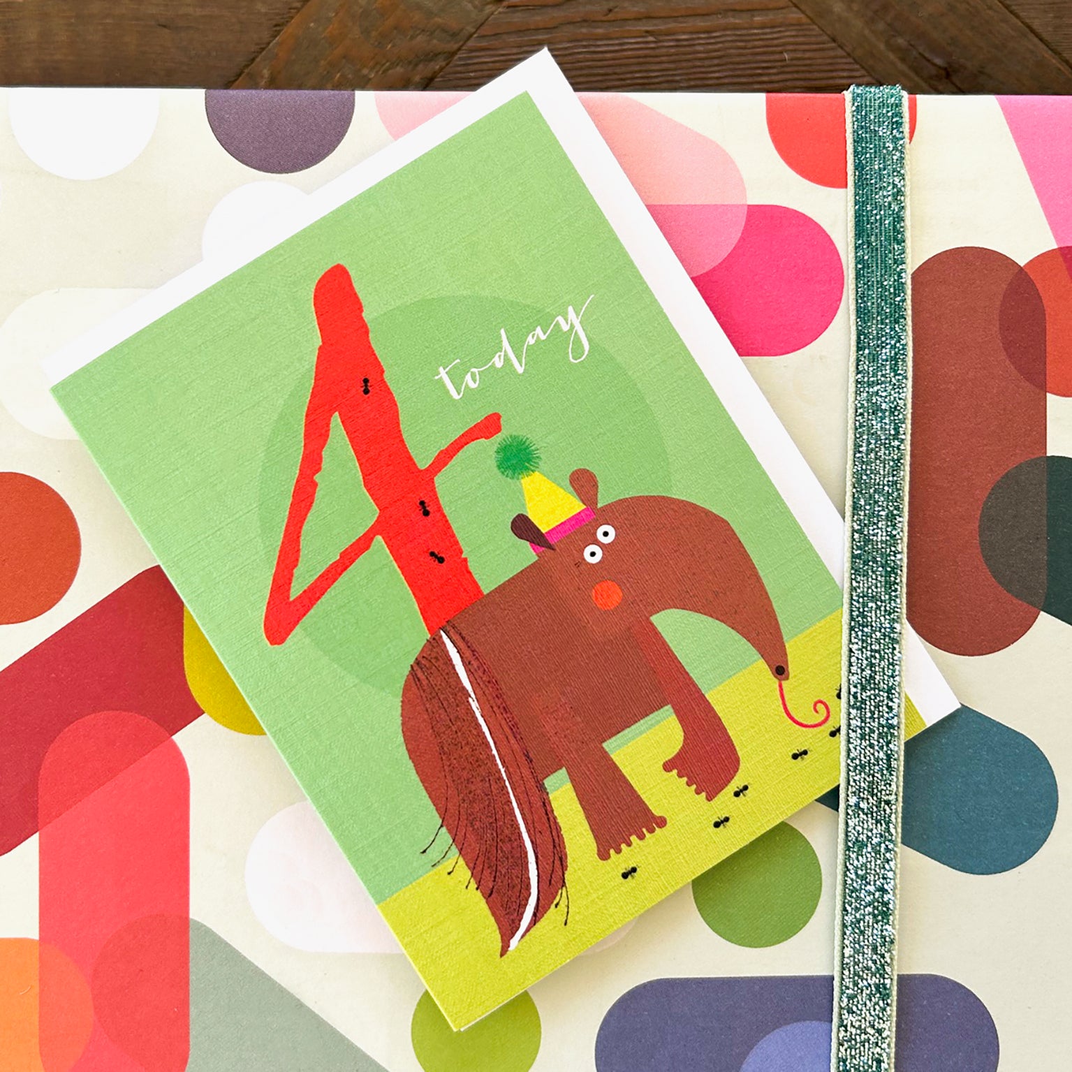 TNA04 mini anteater 4th birthday card