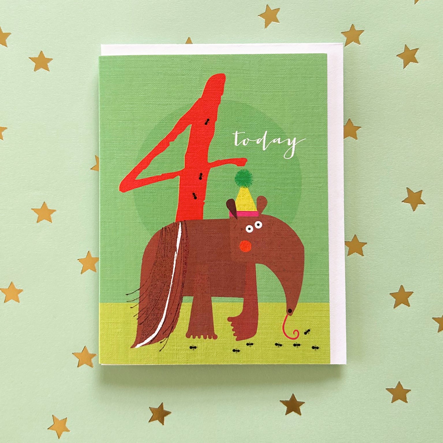 TNA04 mini anteater 4th birthday card