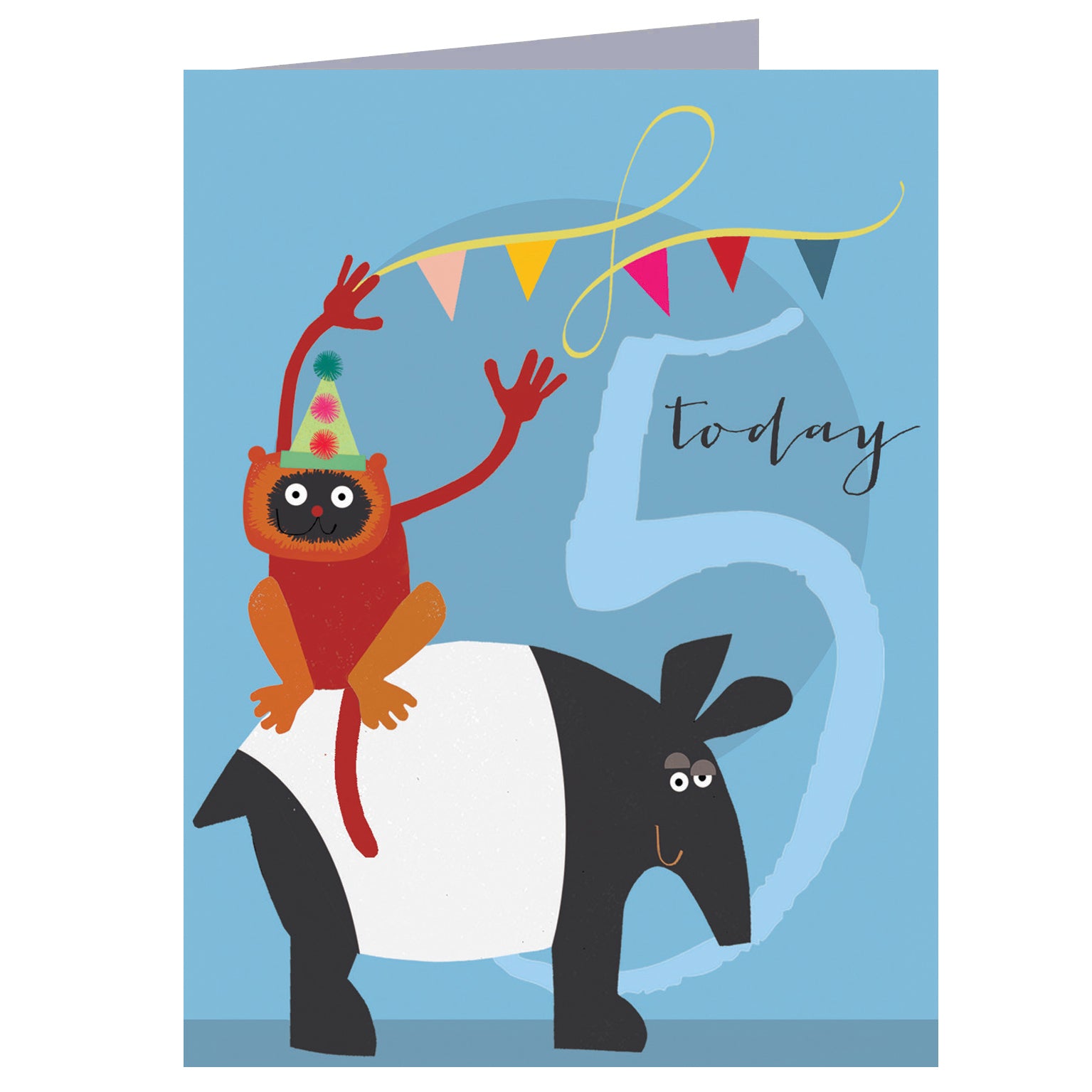 TNA05 mini tapir & lemur 5th birthday card