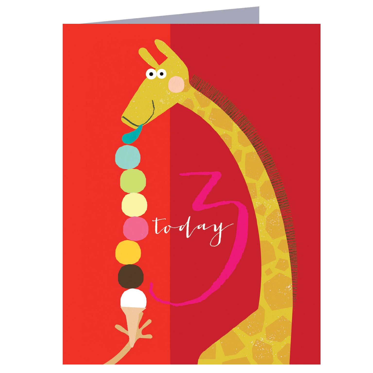 TNA08 mini giraffe 3rd birthday card